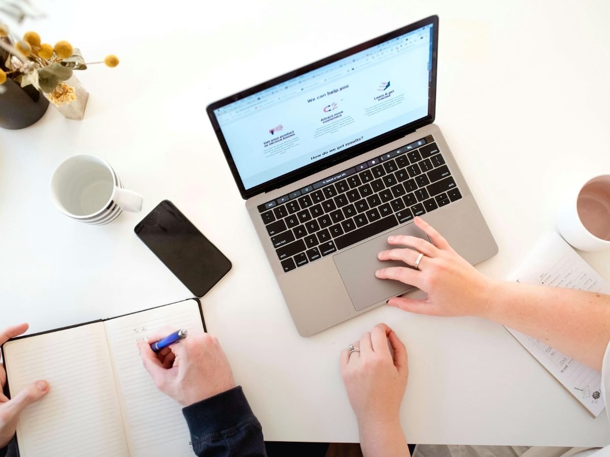 Laptop showing analytics charts used for SEO planning