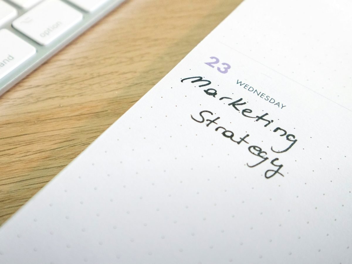 Handwritten SEO strategy notes on a planner