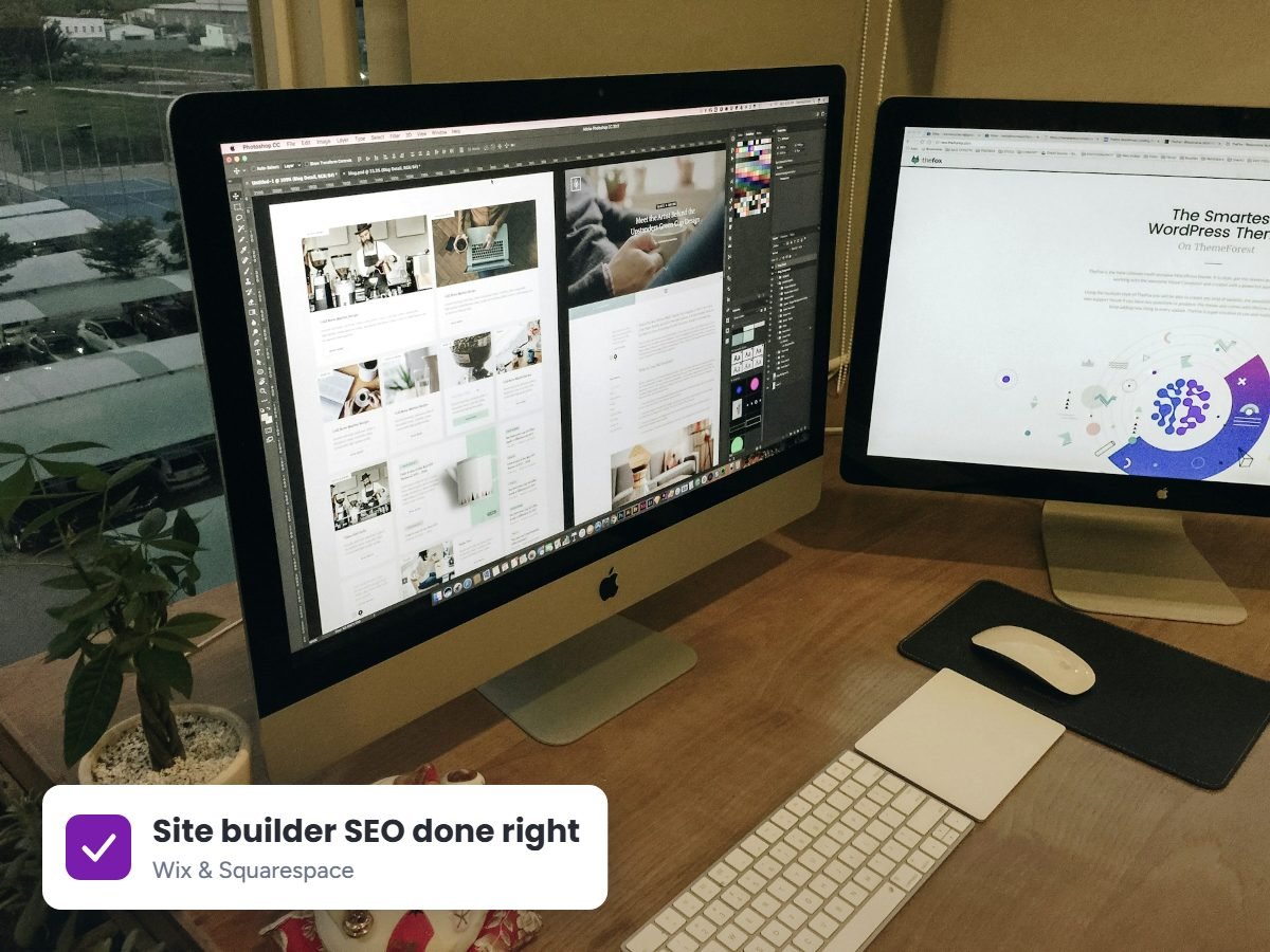 Web design workspace used for Wix and Squarespace SEO services